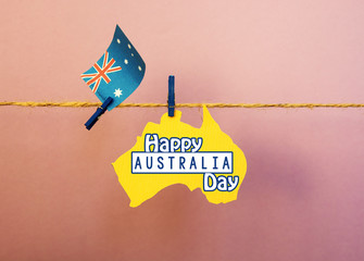 Wall Mural - celebrate national  Australia Day - Australia paper continental map on a colored background