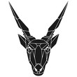 The black geometric head of eland antelope. Polygonal abstract animal of Africa. Vector illustration.