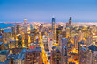 Chicago, IL, USA Aerial Cityscape at Twilight
