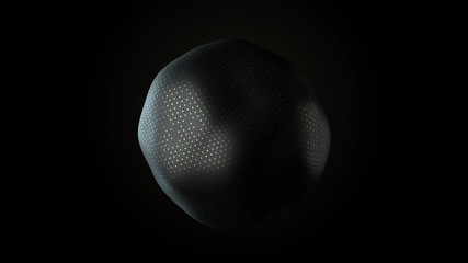 Poster - Abstract 3d render of deformed geometry. Golden pattern. Modern element. Loopable animation. Alpha matte.