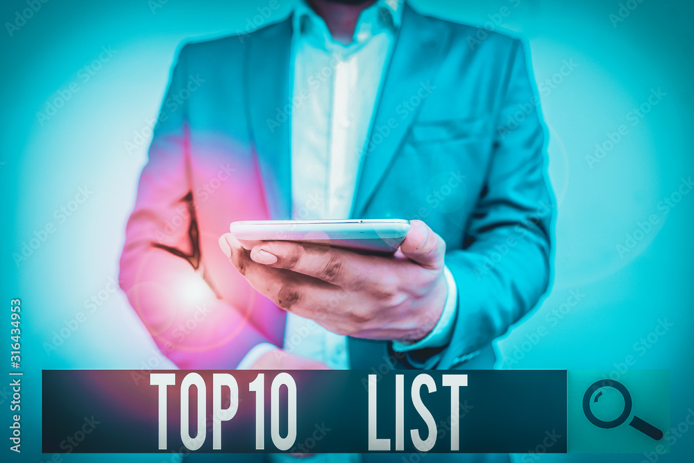 Particular List Writing note showing Top 10 List. Business concept for the ten most ...