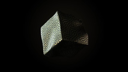 Poster - Abstract 3d render of deformed geometry. Golden pattern. Modern element. Loopable animation.
