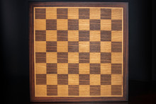Wood Inlay Chessboard  On Black Background