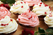 Delicious Cupcake For Valentine Day. Love Concept Cupcakes. For Celebrating Valentines Day