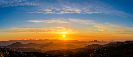 panorama of sunset in the mountains