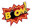 vector art comic boom explosion sticker with a bomb