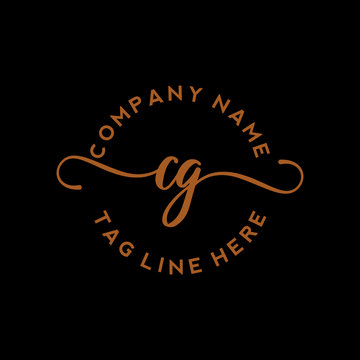 Initial Letter CG Signature Handwriting and Elegant Logo Design Vector