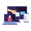 © Gstudio - laptop with computer for vote online isolated icon vector illustration design