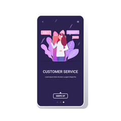 Poster - woman helpline operator with headset technical client support customer service concept female consul