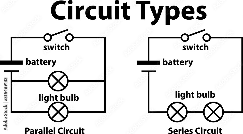 parallel and series circuit diagram Stock Vector | Adobe Stock