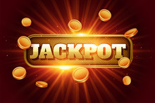 Jackpot Design Background With Flying Golden Coins