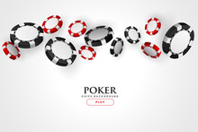 Casino Poker Red And Black Chips Background Design
