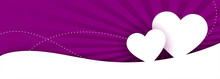 Beautiful Two White Hearts Purple Banner Design