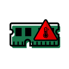 Random access memory with temperature Warning Sign vector design.