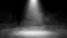 Divine Light Through A Dark Fog. The Rays Beam Light On The Floor. Spotlight On Isolated Background. Stock Illustration.