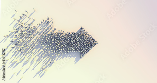 Fotografía Leadership and successful business ideas concept 3d rendering of crowd 3d low po