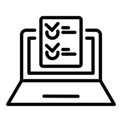 Poster - Laptop quiz icon. Outline laptop quiz vector icon for web design isolated on white background