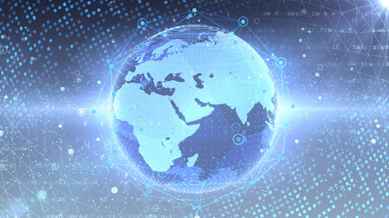 Earth on Digital Network concept background Middle East