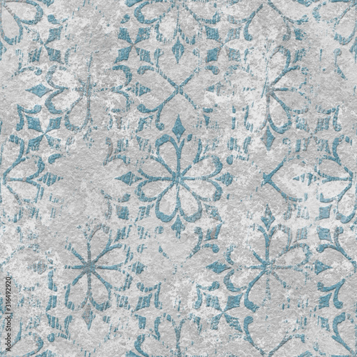 Obraz w ramie Wall stencil plaster seamless texture, pattern on grunge background, 3d illustration