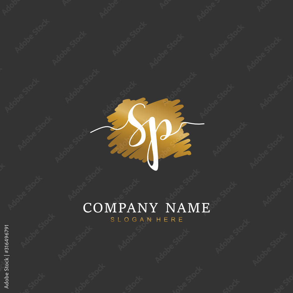 Handwritten initial letter S P SP for identity and logo. Vector logo ...