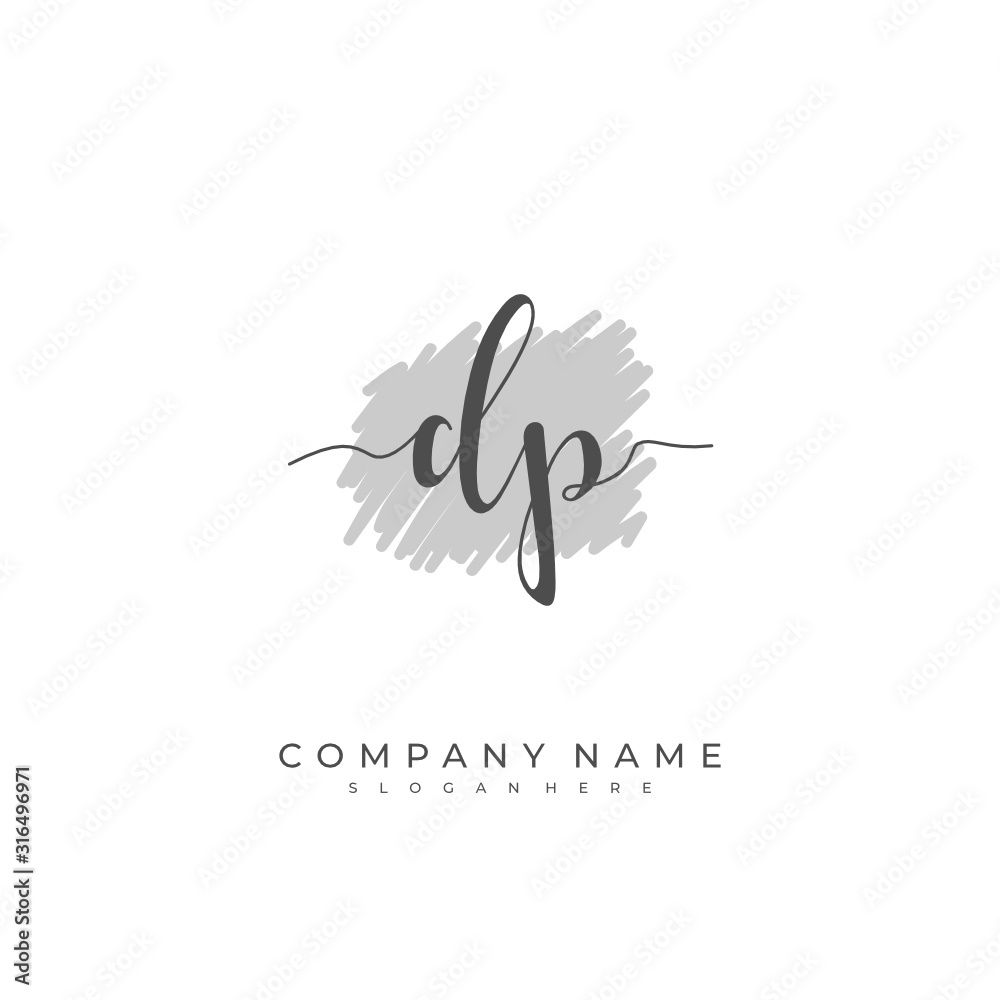 Handwritten initial letter D P DP for identity and logo. Vector logo ...