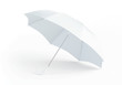 Blank white umbrella isolated on white background. Realistic 3d rendering of opened parasol