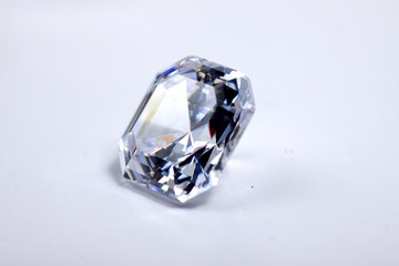 close up shoot of shinny diamond that faceted to asscher shapes isolated background