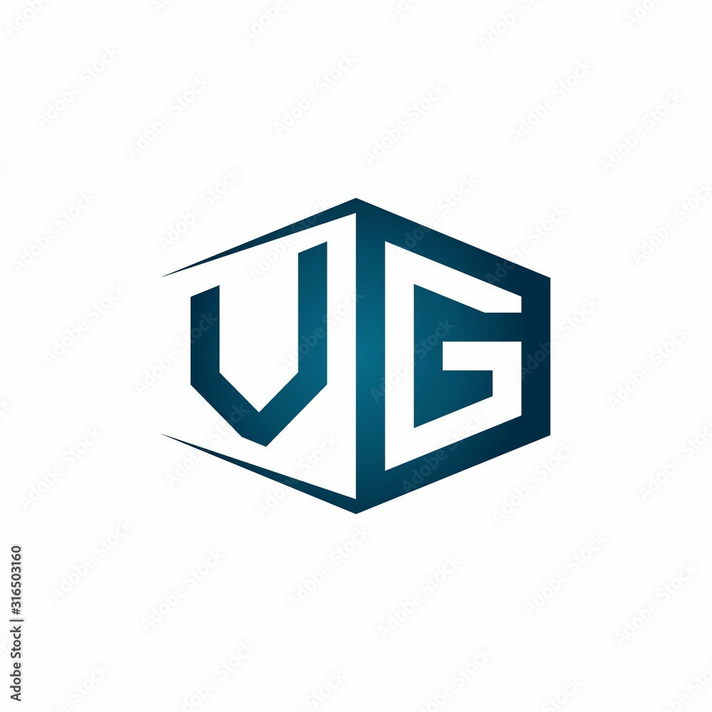 VG monogram logo with hexagon shape and negative space style ribbon ...