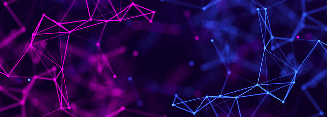 Poster - Abstract connection dots. Technology background. Network connection structure. Plexus effect. 3d