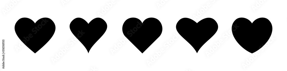Set of heart vector icons isolated on white background. Vector ...