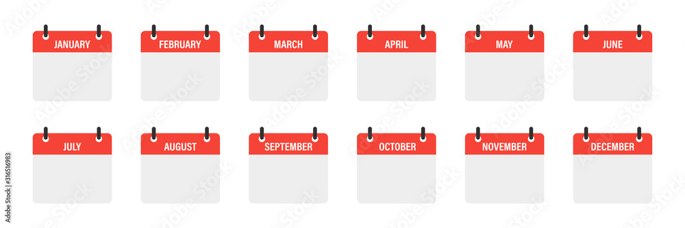Calendar mounts isolated vector icons on white background. Week calendar schedule. Business plan schedule. - obrazy, fototapety, plakaty 