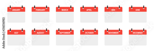 Cuadros en Lienzo Calendar mounts isolated vector icons on white background