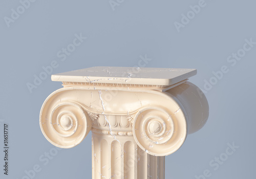 Cuadros en Lienzo Ancient column pedestal isolated museum piece background, Classical Greek pillar