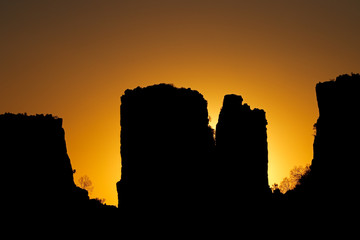 Poster - Rock silhouettes at sunset, Valley of desolation, Camdeboo National Park, South Africa.