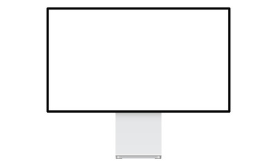 Modern computer monitor mockup isolated on white background front view. Vector illustration