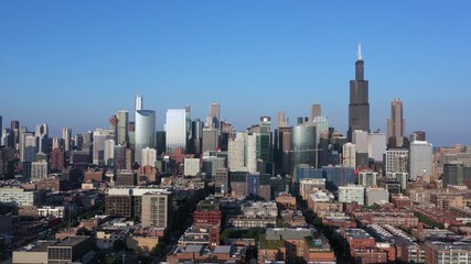 Wall Mural - Aerial view  of Downtown Chicago Illinois cityscape sunset  Summer .