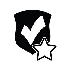 Poster - protect icon. secure  . Shield with  star and check mark icon sign vector