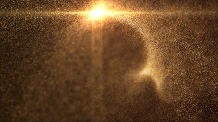 Wall Mural - Defocus mysterious sparkling illuminated dust particles floating in the abyss for celebration and festive theme abstract texture background