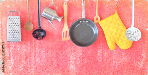 Fotomural Kitchen utensils for commercial kitchen, restaurant,cooking,culinary
