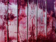 Purple Burgundy Wooden Painted Vintage Background. Close-up Wall Plank Panel Or Board Texture, Text Space. Rustic Grunge Weathered Wood Floor. Vintage Cracked Fence For Card Blank Design, Wallpaper