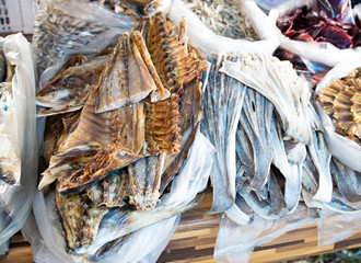 dried fish on the market