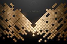 Abstract Gold And Black Square Mosaic Shapes Background