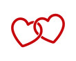 Locked, linked Love heart shape vector icon sign. Isolated on white background. Like, weddings hearts logo symbol image. 