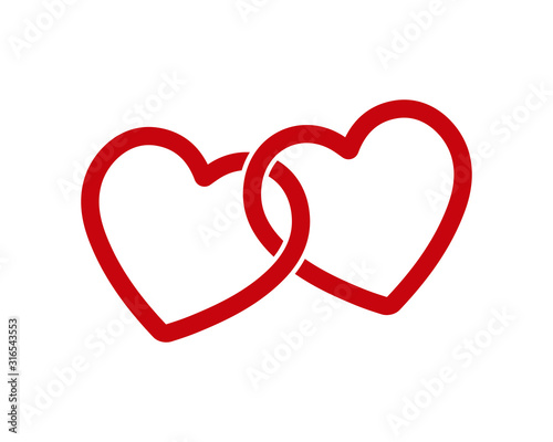 Locked, linked Love heart shape vector icon sign Poster Mural XXL