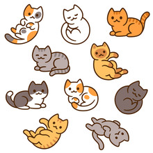 Cute Cartoon Cat Set