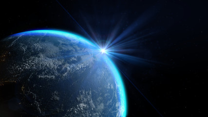 Wall Mural - Earth view from space with sunrise. Elements of this image furnished by NASA.