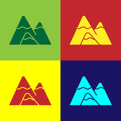 Sticker - Color Mountains icon isolated on color background. Symbol of victory or success concept. Vector Illustration