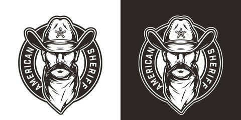 Wall Mural - Vintage monochrome wild west round emblem