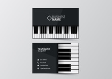 Piano Business Card. Musician Visiting Card Template Two Sides