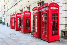 The Iconic Red Telephone Booths  Around Covent Garden In London